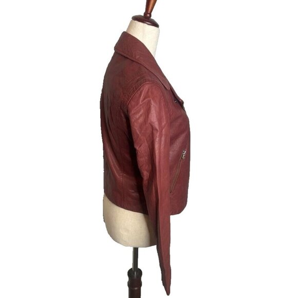 Madewell $525 Washed Leather Motorcycle Jacket Dusty Redwood Size M NC112 - Picture 13 of 15